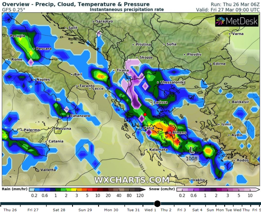 Καιρός: Ισχυρές βροχές σε ολόκληρη τη χώρα την Παρασκευή - Δείτε χάρτες με τις θερμοκρασίες 