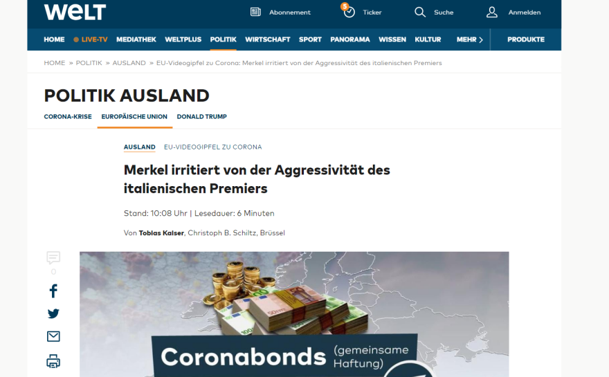 Κορωνοϊός - Σύνοδος Κορυφής: Ο «καβγάς» Μέρκελ-Κόντε για το κορωνο-ομόλογο μέσα από τον ξένο Τύπο