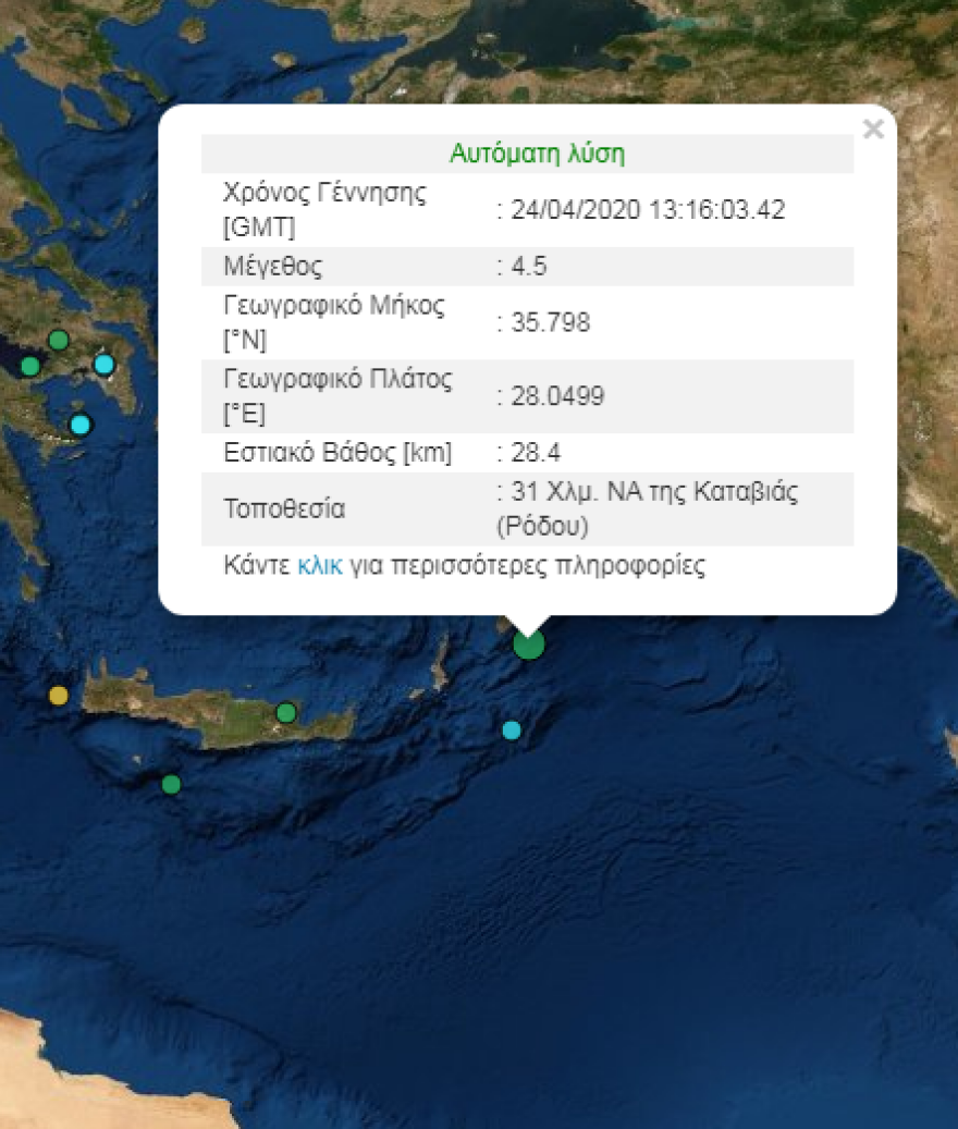 Σεισμός 4,5 Ρίχτερ «ταρακούνησε» τα Δωδεκάνησα