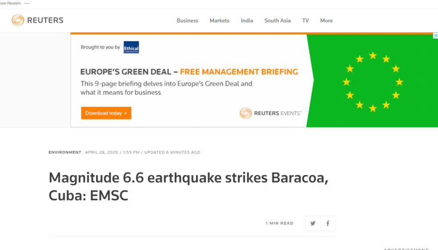 Σεισμός τώρα: 4,5 Ρίχτερ στην Κούβα