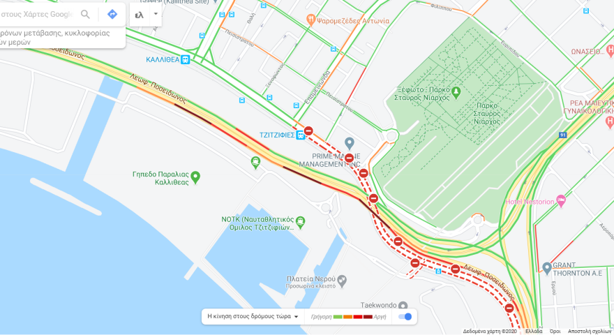 Κίνηση: Συνεχίζεται το μποτιλιάρισμα στην Ποσειδώνος - Δείτε την κίνηση live στην περιοχή 