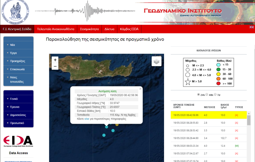 Σεισμός τώρα: Άλλη μια σεισμική δόνηση στα ανοιχτά της Κρήτης - 4 Ρίχτερ νότια της Άρβης