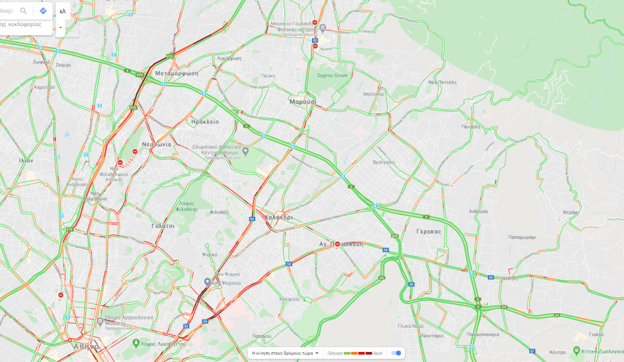 Κίνηση: Πού έχει μποτιλιάρισμα τώρα στην Αθήνα
