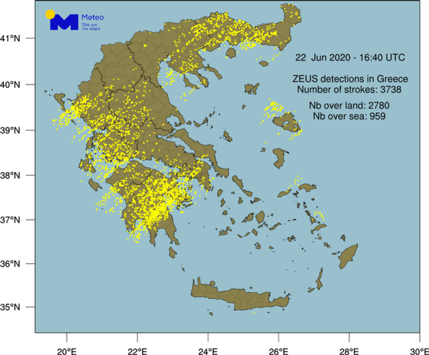 Καιρός - «Ψυχρή Λίμνη»: 3700 κεραυνοί χθες σε όλη τη χώρα