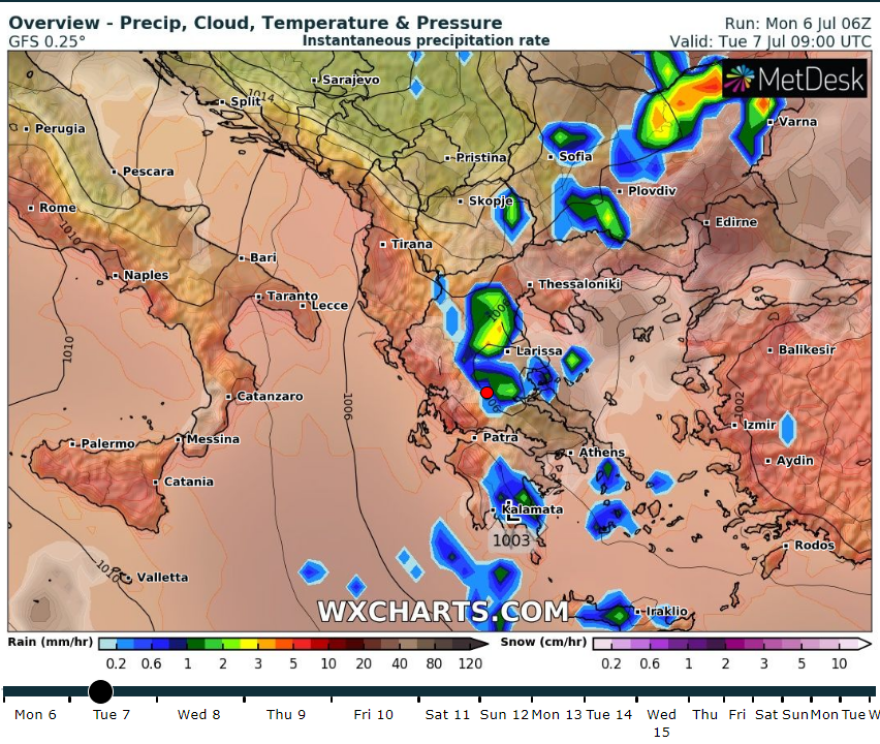 Καιρός: Καταιγίδες και χαλάζι και την Τρίτη - Δείτε χάρτες