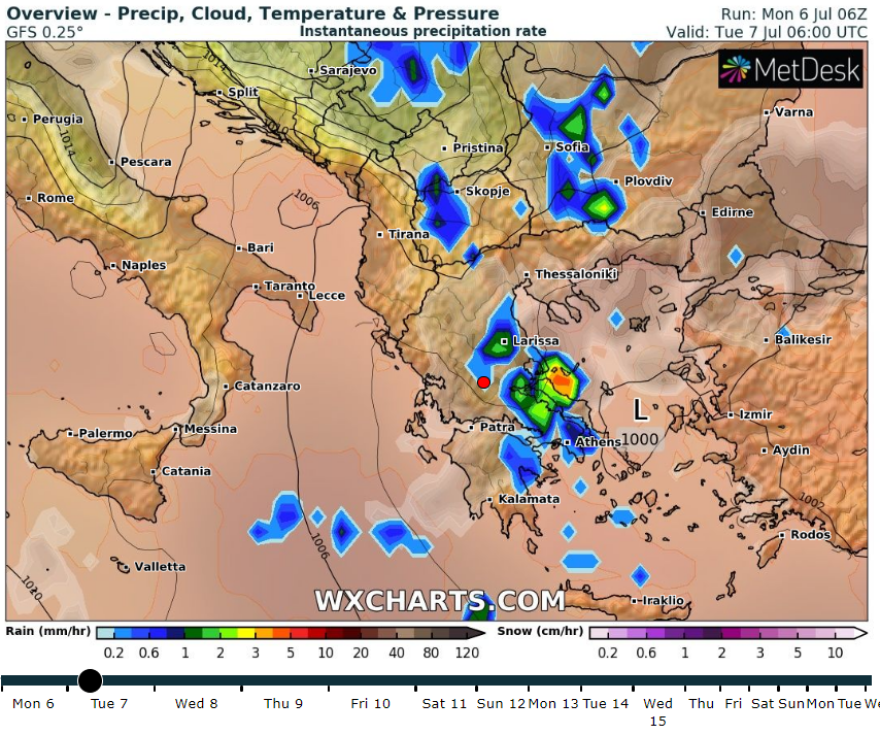 Καιρός: Ισχυρές καταιγίδες με χαλάζι σήμερα - Οι «επικίνδυνες» περιοχές σε χάρτες