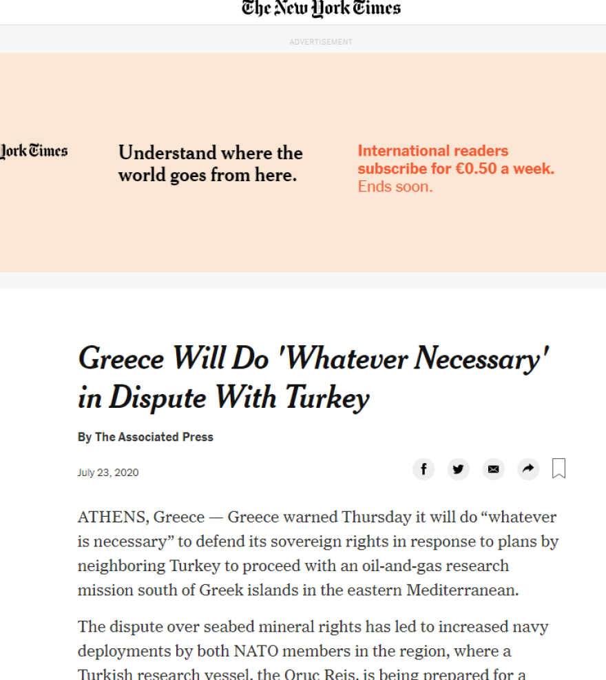 Ελληνοτουρκικά: Με τη «ματιά» της Ελλάδας βλέπουν τα γεγονότα τα ξένα ΜΜΕ 