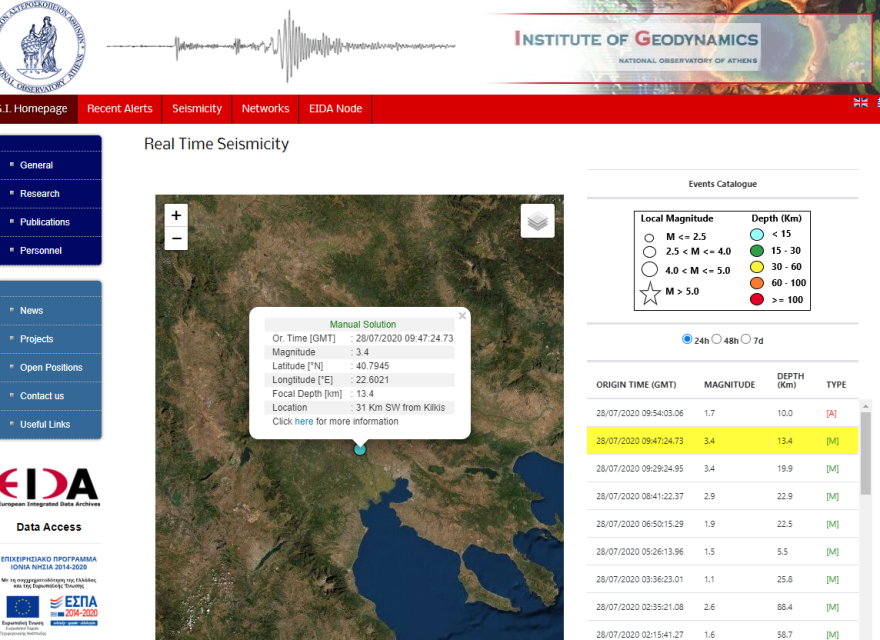 Σεισμός τώρα: 3,4 Ρίχτερ κοντά στη Θεσσαλονίκη