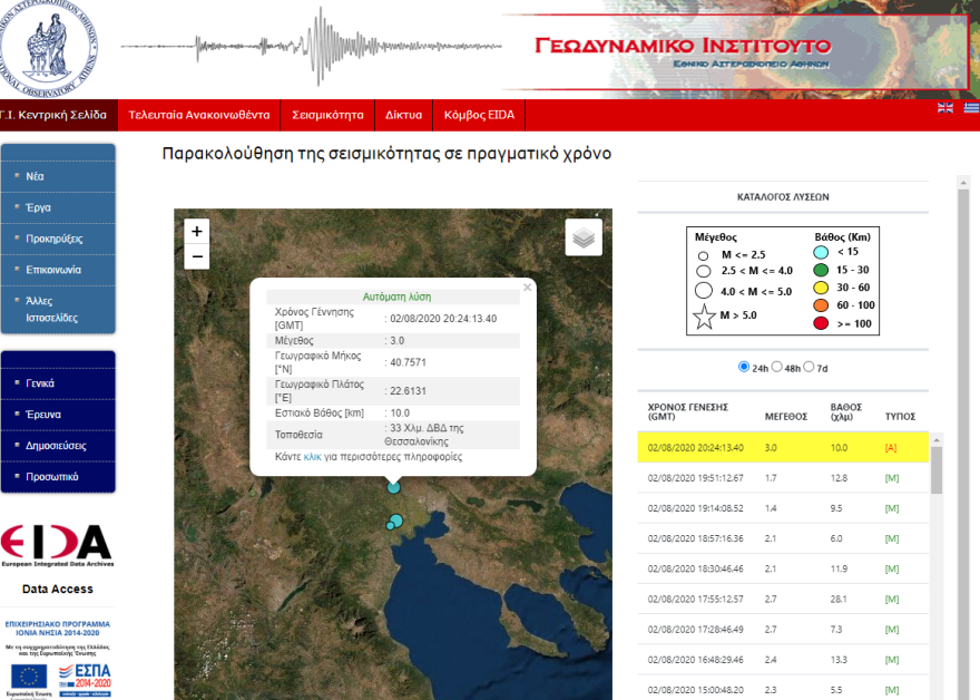 Σεισμός τώρα κοντά στη Θεσσαλονίκη
