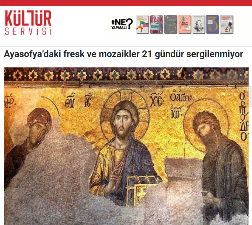 Αγία Σοφιά: Καλυμμένα παραμένουν στον ναό ψηφιδωτά και τοιχογραφίες