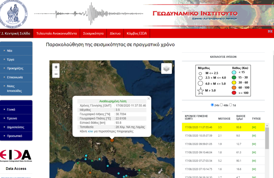 Σεισμός τώρα 3,5 Ρίχτερ στη Λαμία