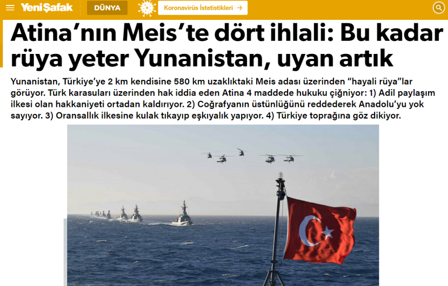 Προκαλεί ξανά η Γενί Σαφάκ: «Οι τέσσερις παραβιάσεις της Ελλάδας στο Καστελόριζο»