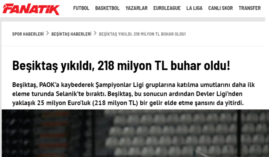 Τουρκικά ΜΜΕ για ήττα Μπεσίκτας από ΠΑΟΚ: «Σοκ και καταστροφή»