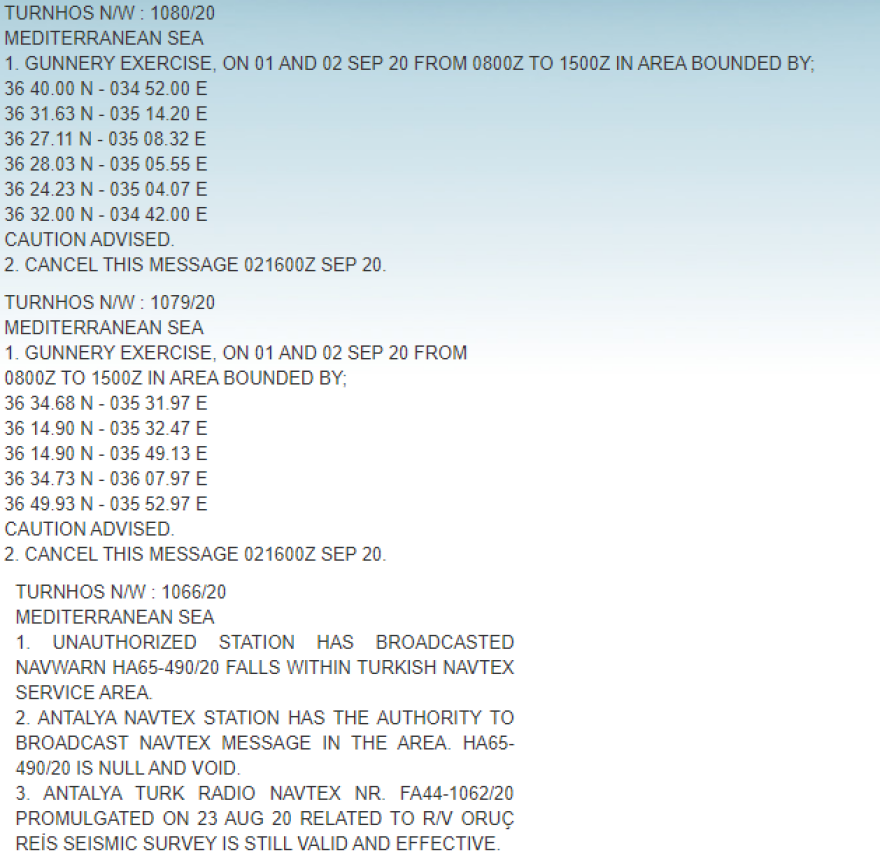 NAVTEX από Τουρκία για ασκήσεις ανατολικά της Κύπρου: Τι λέει για Oruc Reis