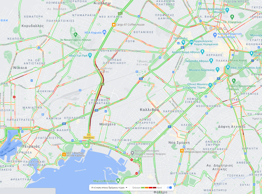 Κίνηση τώρα: Μποτιλιάρισμα στον Κηφισό, από φωτιά σε φορτηγό - Δείτε Live