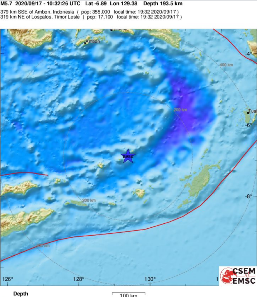 Σεισμός τώρα 5,7 Ρίχτερ στη Θάλασσα Μπάντα