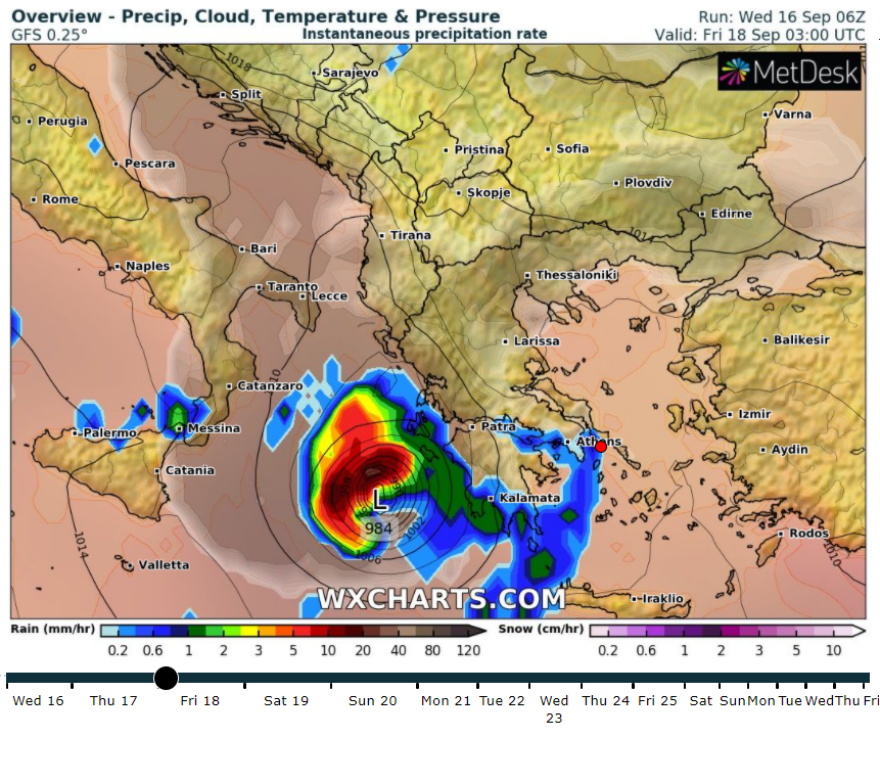 Καιρός στην Αθήνα - Κακοκαιρία Ιανός:  Έρχεται «δύσκολη» νύχτα με ισχυρές καταιγίδες - Δείτε χάρτη