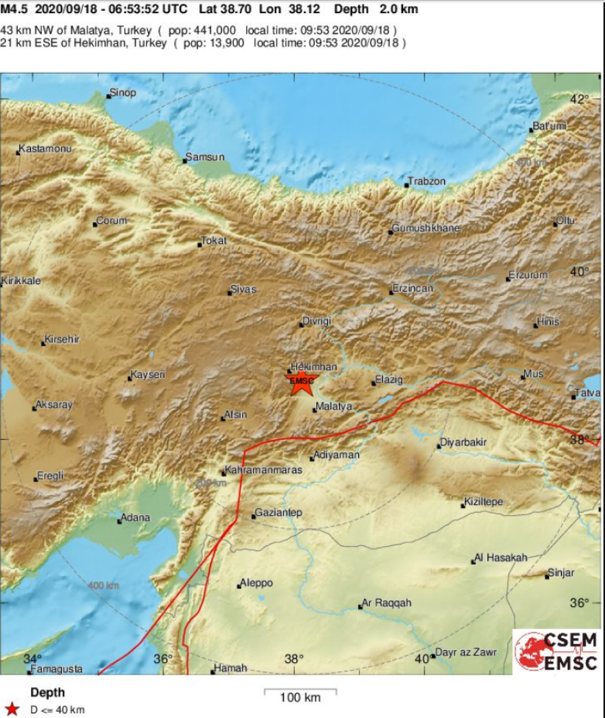 Σεισμός τώρα 4,4 Ρίχτερ νότια της Τουρκίας
