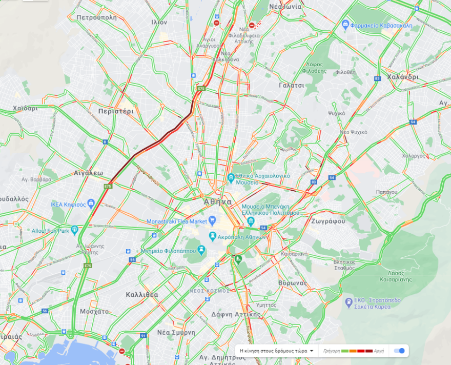 Κίνηση στους δρόμους: Μποτιλιάρισμα στον Κηφισό - Live η κίνηση τώρα