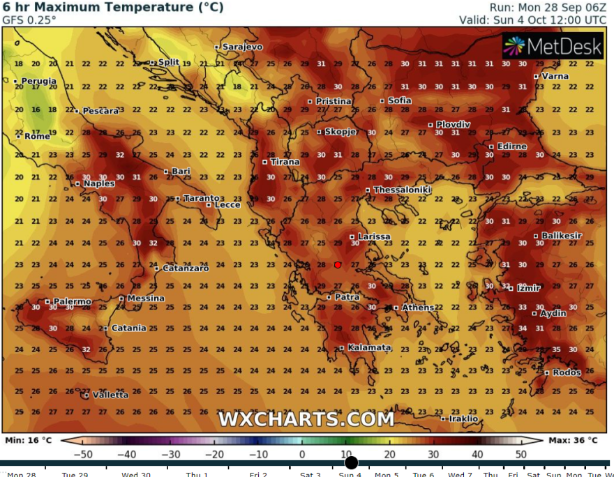 Καιρός - Καύσωνας: Νέοι χάρτες με τις υψηλές θερμοκρασίες 
