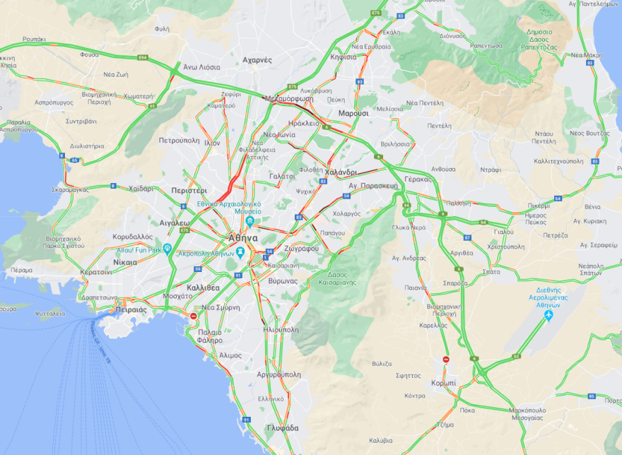 Κίνηση στους δρόμους: Δείτε LIVE πού υπάρχει μποτιλιάρισμα 