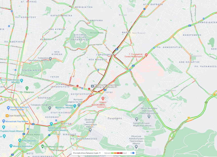 Κίνηση στους δρόμους: Πού έχει μποτιλιάρισμα τώρα 