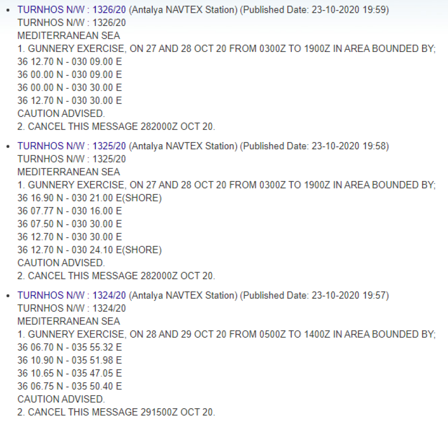Νέες NAVTEX από την Τουρκία για στρατιωτικές ασκήσεις ανήμερα της 28ης Οκτωβρίου