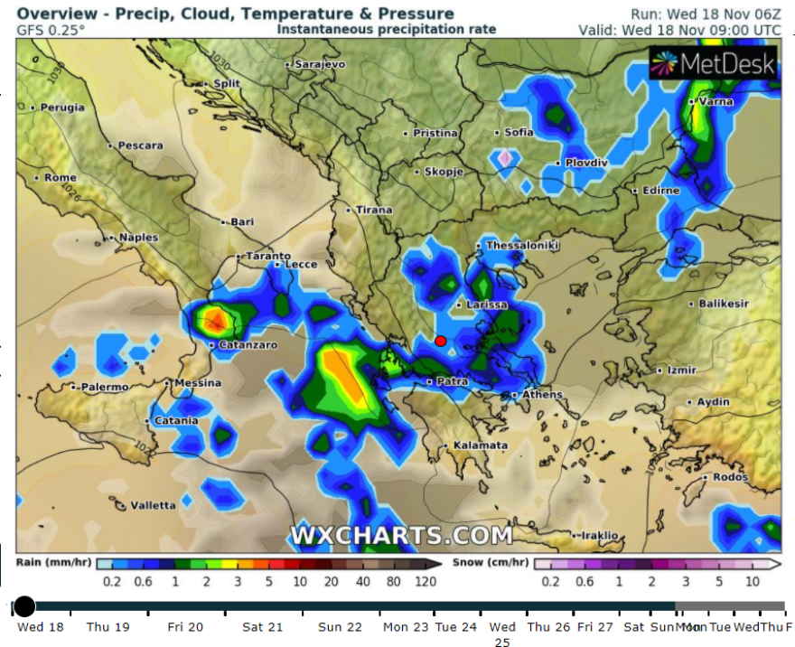 Καιρός: Πού βρέχει τώρα - Κακοκαιρία σε Στερεά Ελλάδα, Κυκλάδες