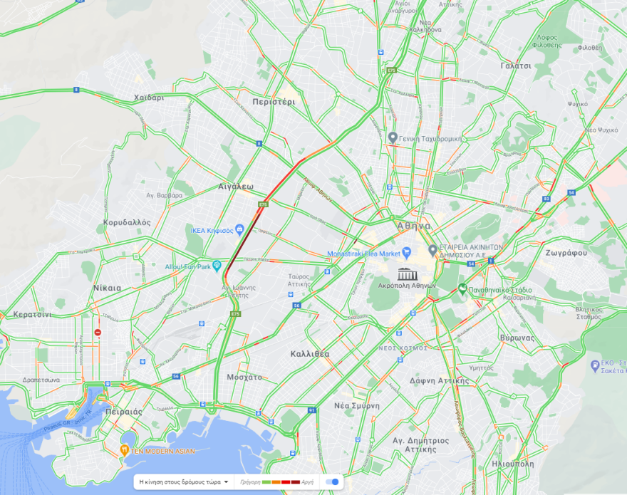 Κίνηση στους δρόμους: Μποτιλιάρισμα στον Κηφισό