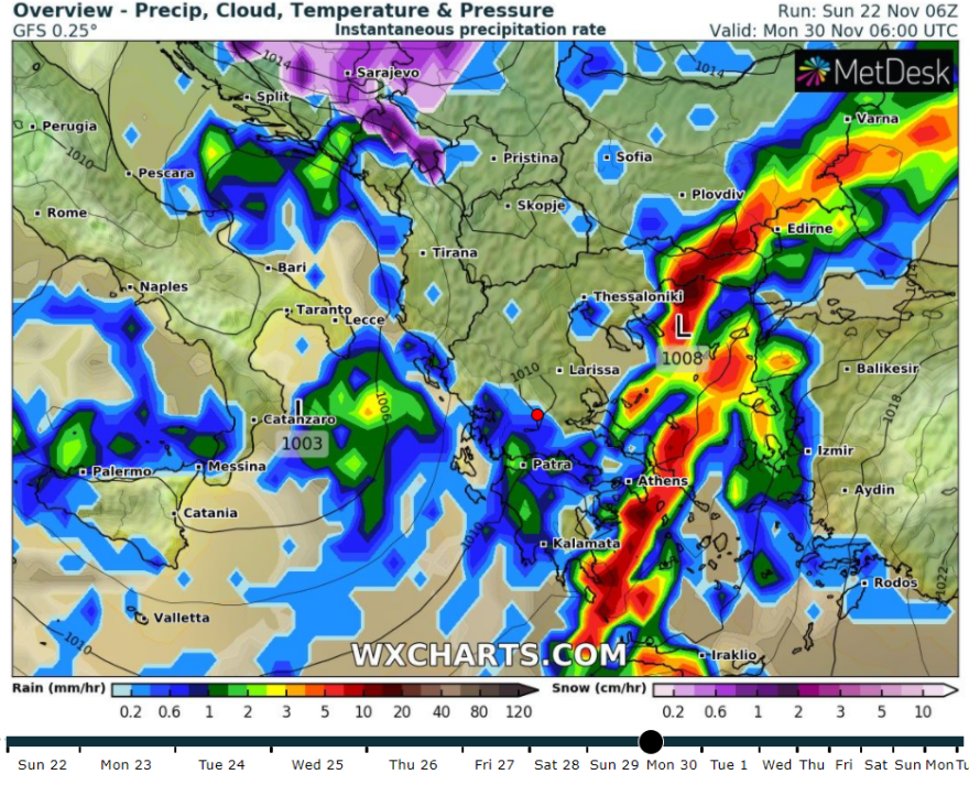 Καιρός: Ο καιρός της εβδομάδας σε χάρτες - Ασθενείς βροχές, συννεφιά και άνεμοι
