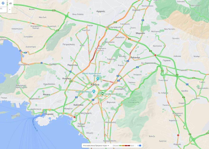 Καιρός στην Αθήνα: Πού βρέχει - Χάρτης με την κίνηση στους δρόμους