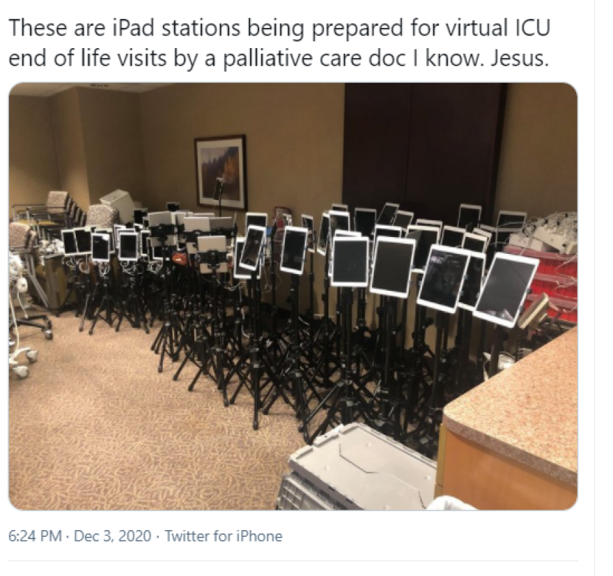 Κορωνοϊός - ΗΠΑ: Τάμπλετ έξω από ΜΕΘ για τα τελευταία αντίο των συγγενών