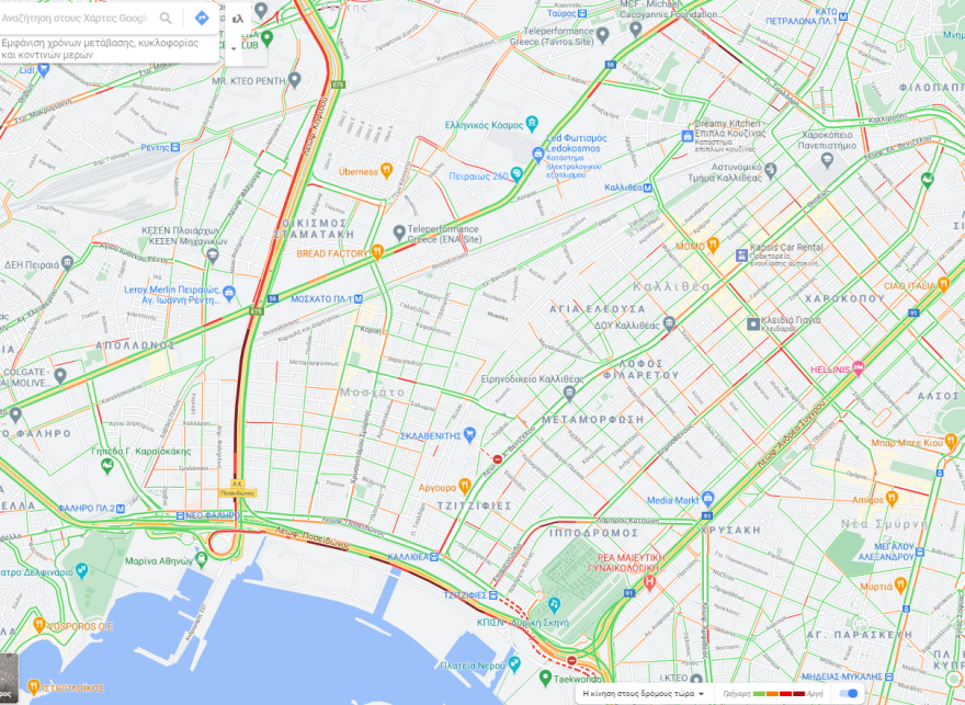 Κίνηση στους δρόμους: Μποτιλιάρισμα στο Δέλτα Φαλήρου - LIVE η κίνηση