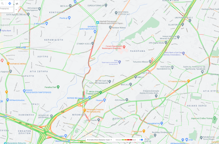 Κίνηση στους δρόμους: Μποτιλιάρισμα στην Τατοΐου - Live η κίνηση τώρα