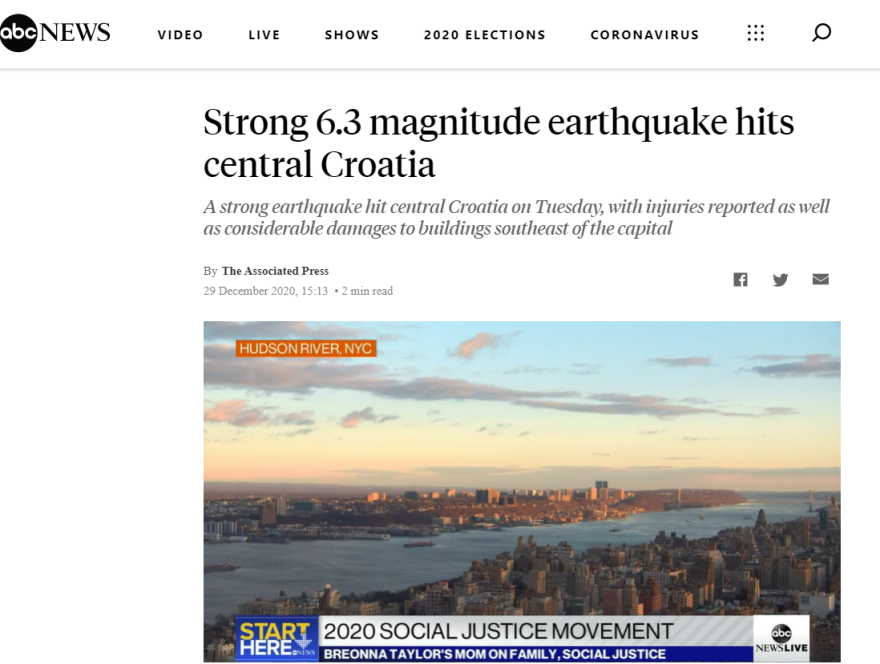 Σεισμός 6,4 Ρίχτερ στην Κροατία: Νεκρό ένα 12χρονο κορίτσι 