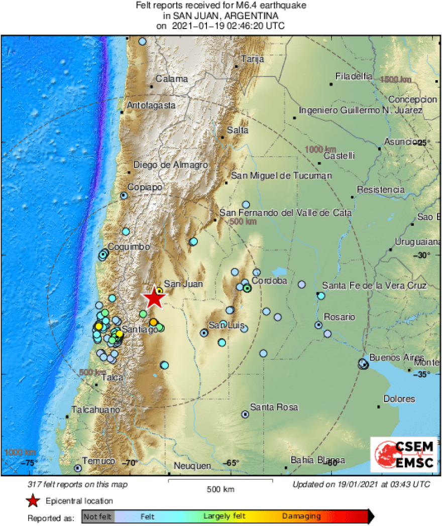 Αργεντινή:  Ισχυρός σεισμός 6,5 Ρίχτερ στην επαρχία Σαν Χουάν-Δείτε βίντεο