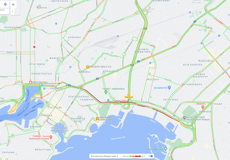 Κίνηση στους δρόμους: Μποτιλιάρισμα τώρα στο ύψος του Δέλτα Φαλήρου, λόγω έργων