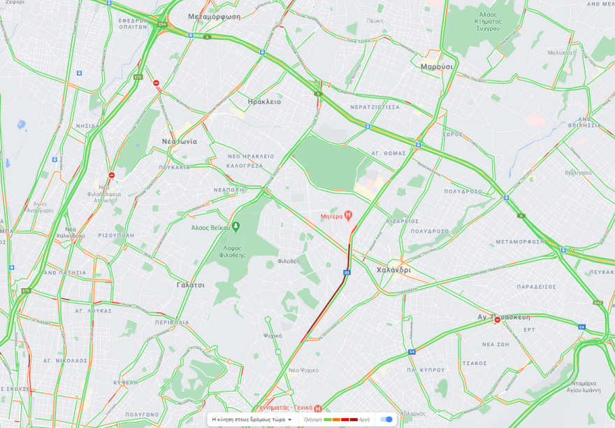 Κίνηση στους δρόμους: Μεγάλη καραμπόλα επί της Κηφισίας, στο ύψος του Ψυχικού