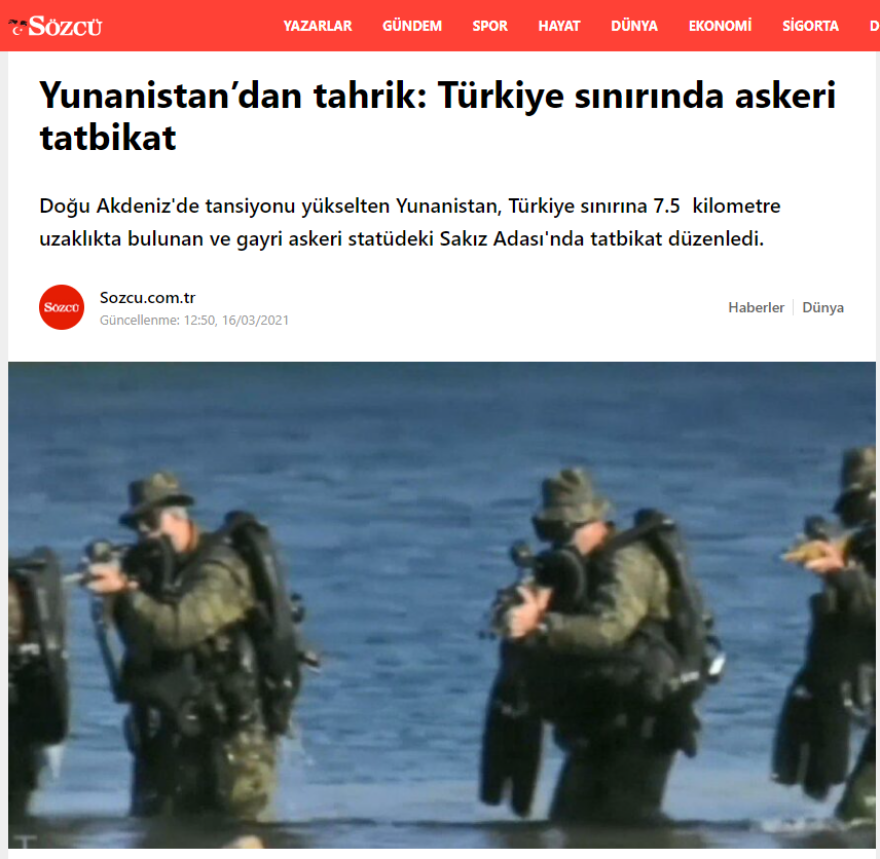 Sozcu: Πρόκληση από Ελλάδα οι ασκήσεις... σκοποβολής στη Χίο!