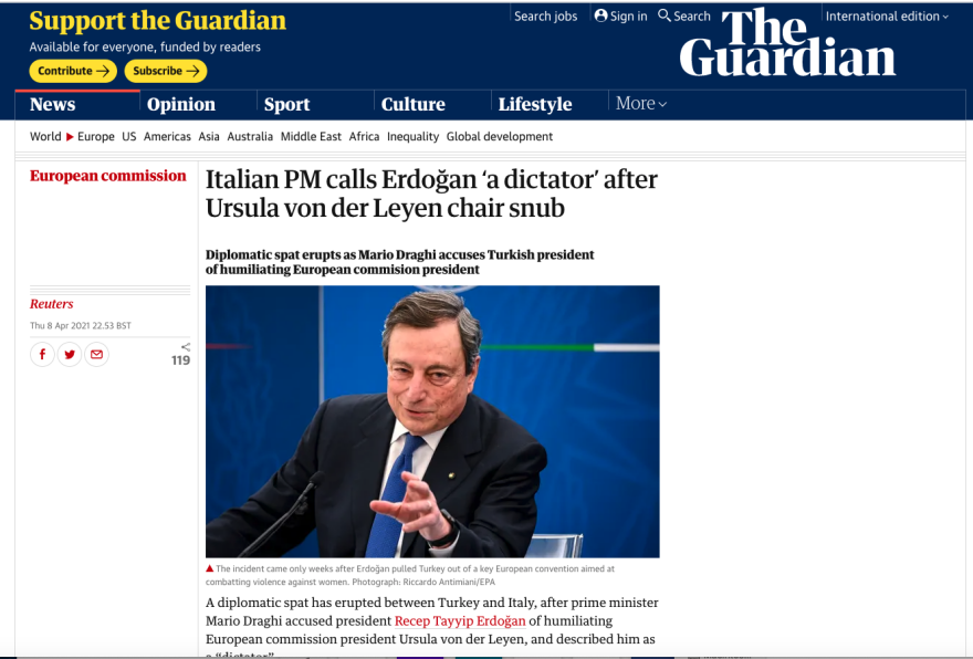 Sofagate: Ιταλοτουρκικός πόλεμος και στα ΜΜΕ - Ο Ντράγκι ως... Μουσολίνι και ο «δικτάτορας» Ερντογάν