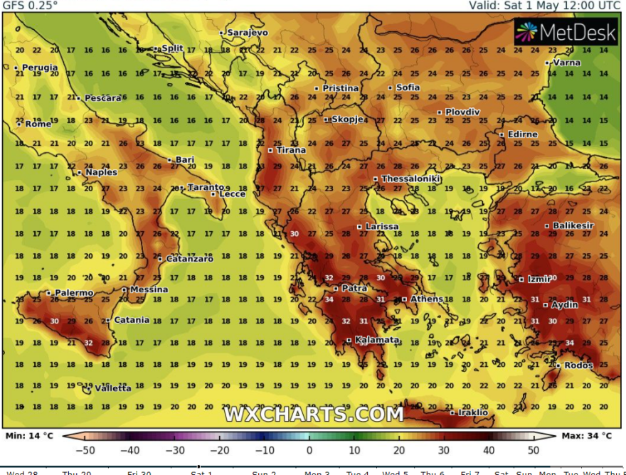 Καιρός Πάσχα: Καύσωνας προ των πυλών με 35άρια και αποπνικτική σκόνη από την Αφρική - Δείτε νέους χάρτες, βίντεο
