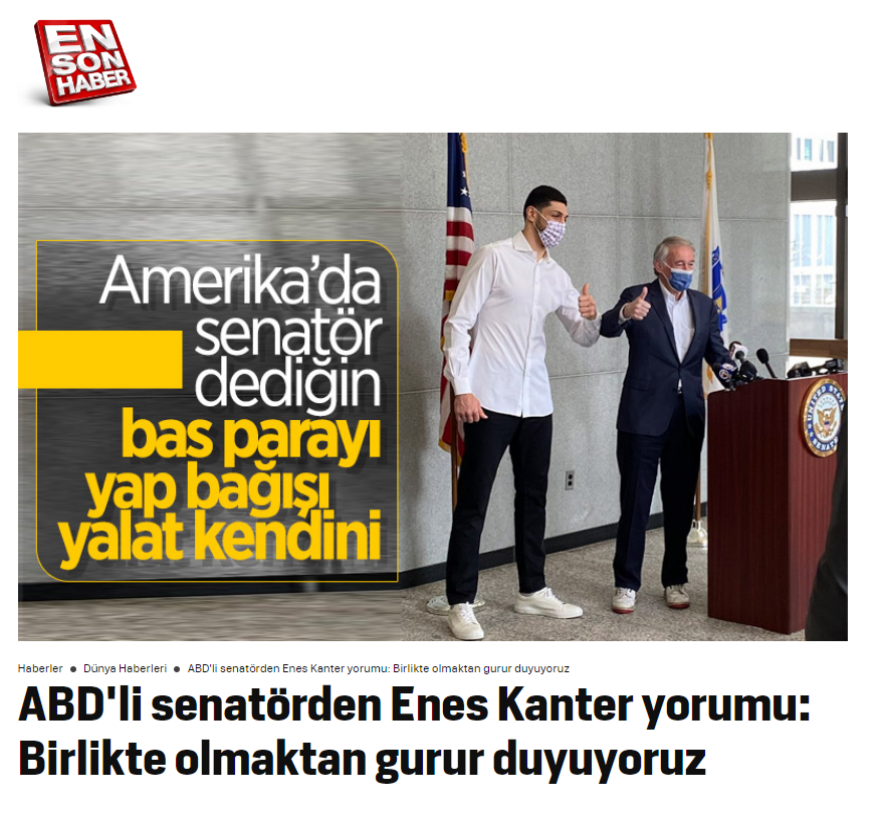 Τουρκία: Οργή κατά Αμερικανού γερουσιαστή για τη… selfie του με τον μπασκετμπολίστα Καντέρ