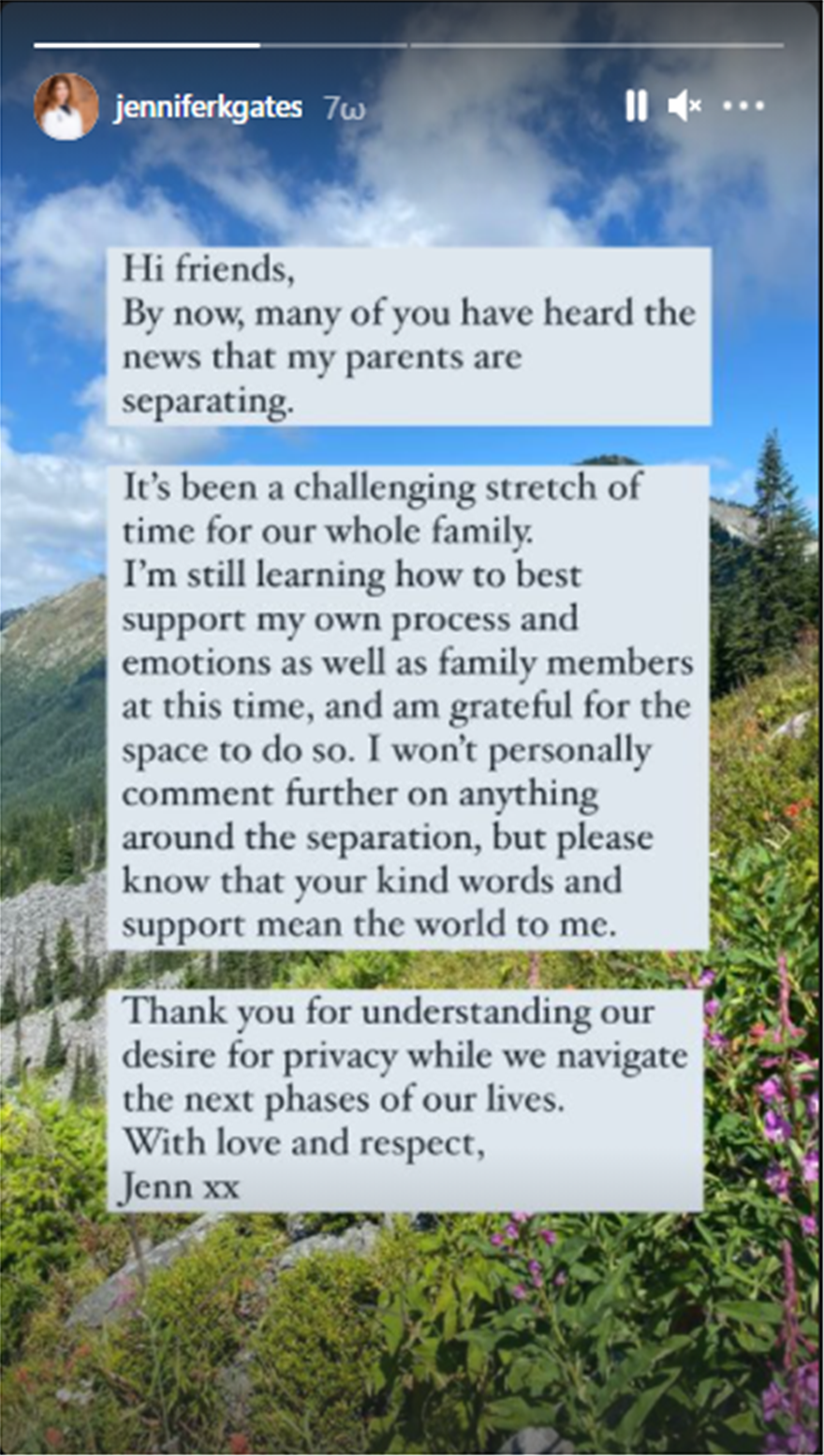 Τζένιφερ Γκέιτς για το διαζύγιο των Μπιλ και Μελίντα: «Ήταν μια δύσκολη περίοδος για όλη την οικογένεια»