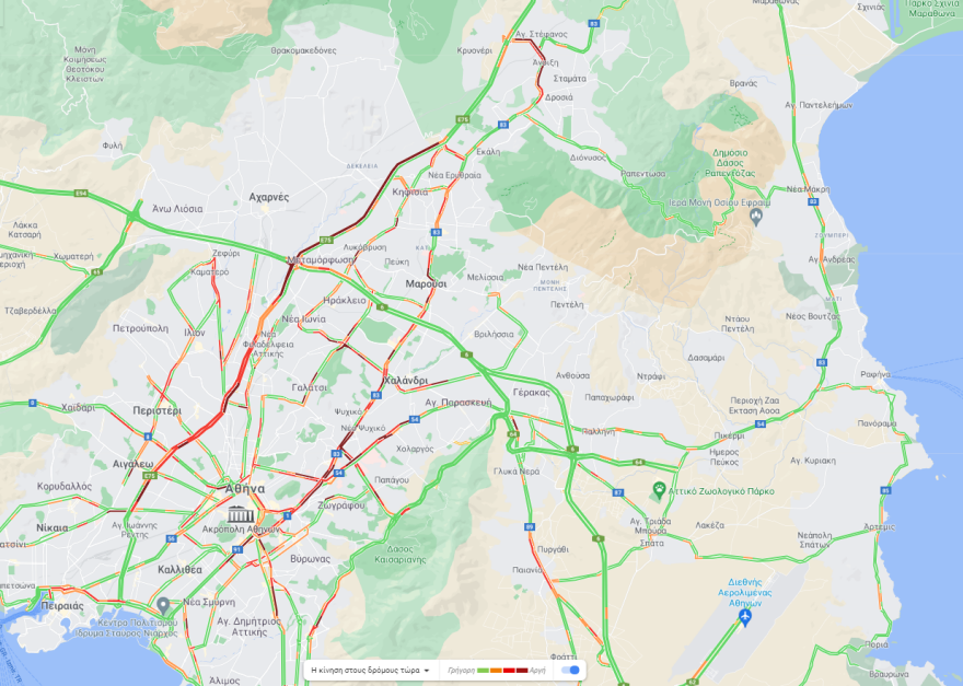 Κίνηση: Ομαλοποιείται το μποτιλιάρισμα στην Αθηνών-Λαμίας - Στο «κόκκινο» Κηφισίας, Συγγρού, Ποσειδώνος 