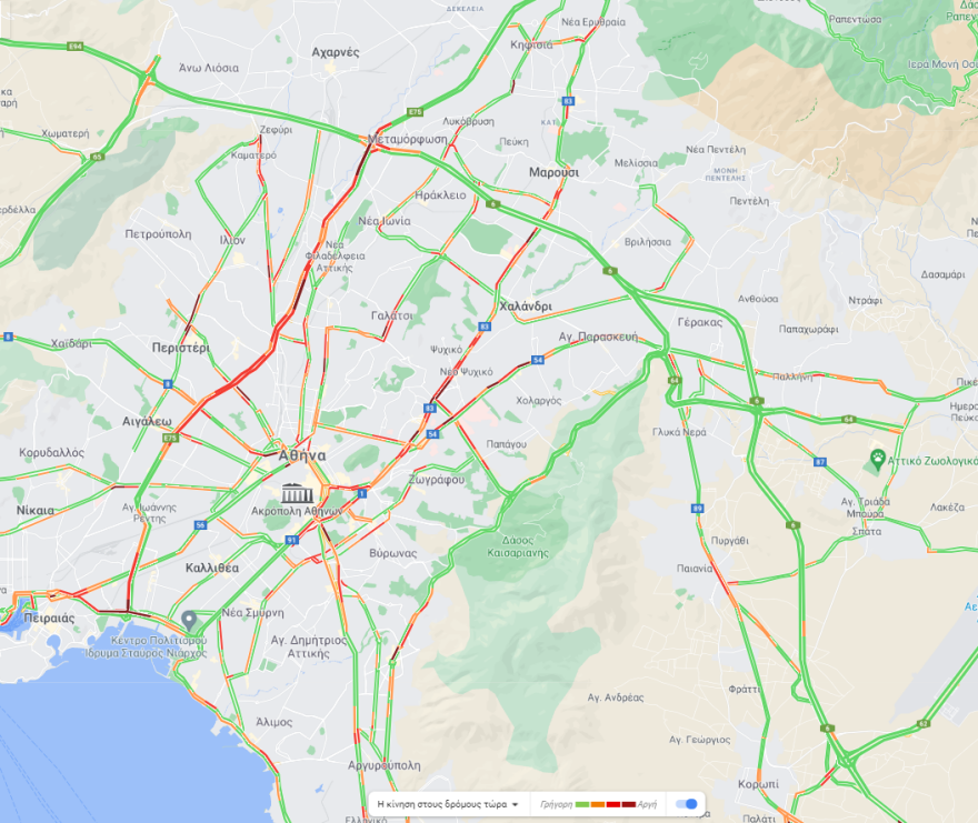 Κίνηση στους δρόμους: Πού έχει μποτιλιάρισμα τώρα - Live εικόνα