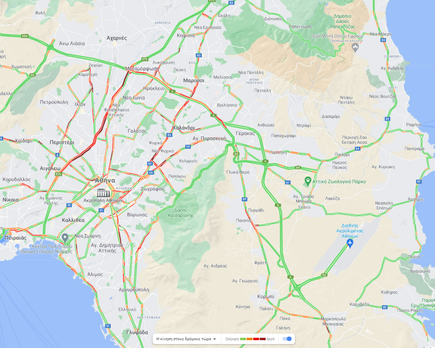 Η κίνηση στους δρόμους live: Πού θα βρείτε μποτιλιάρισμα 