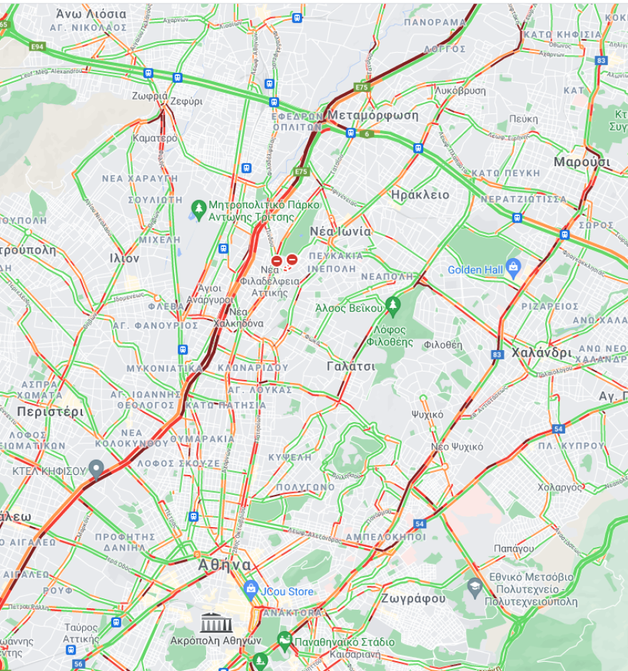 Αυξημένη κίνηση στους δρόμους -Μποτιλιάρισμα στον Κηφισό