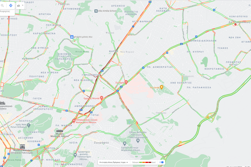Κίνηση στους δρόμους: Μποτιλιάρισμα παντού - Ουρά χιλιομέτρων επί της Κηφισίας - Live εικόνα