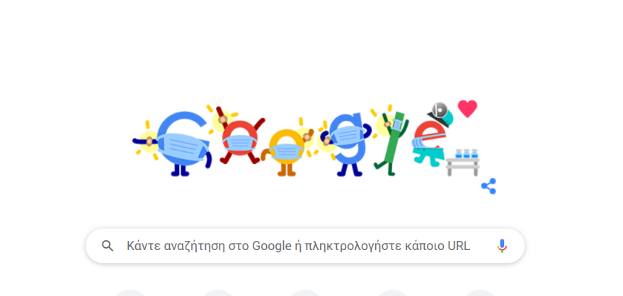 Google Doodle: «Εμβολιαστείτε - Φορέστε Μάσκα - Σώστε Ζωές»