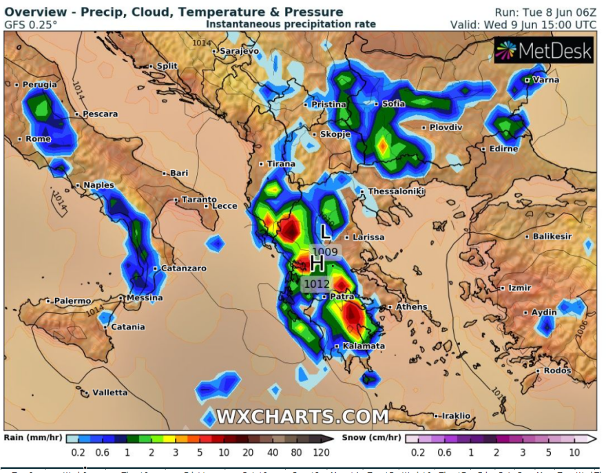 Καιρός: Καταιγίδες και χαλάζι την Τετάρτη σε Ιόνιο και Πελοπόννησο, βροχές στην Αθήνα - Νέοι χάρτες, βίντεο